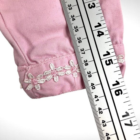 Young Hearts Cropped Pink Denim Jacket Flowers Butterflies Girls Size 6X! - Picture 6 of 6